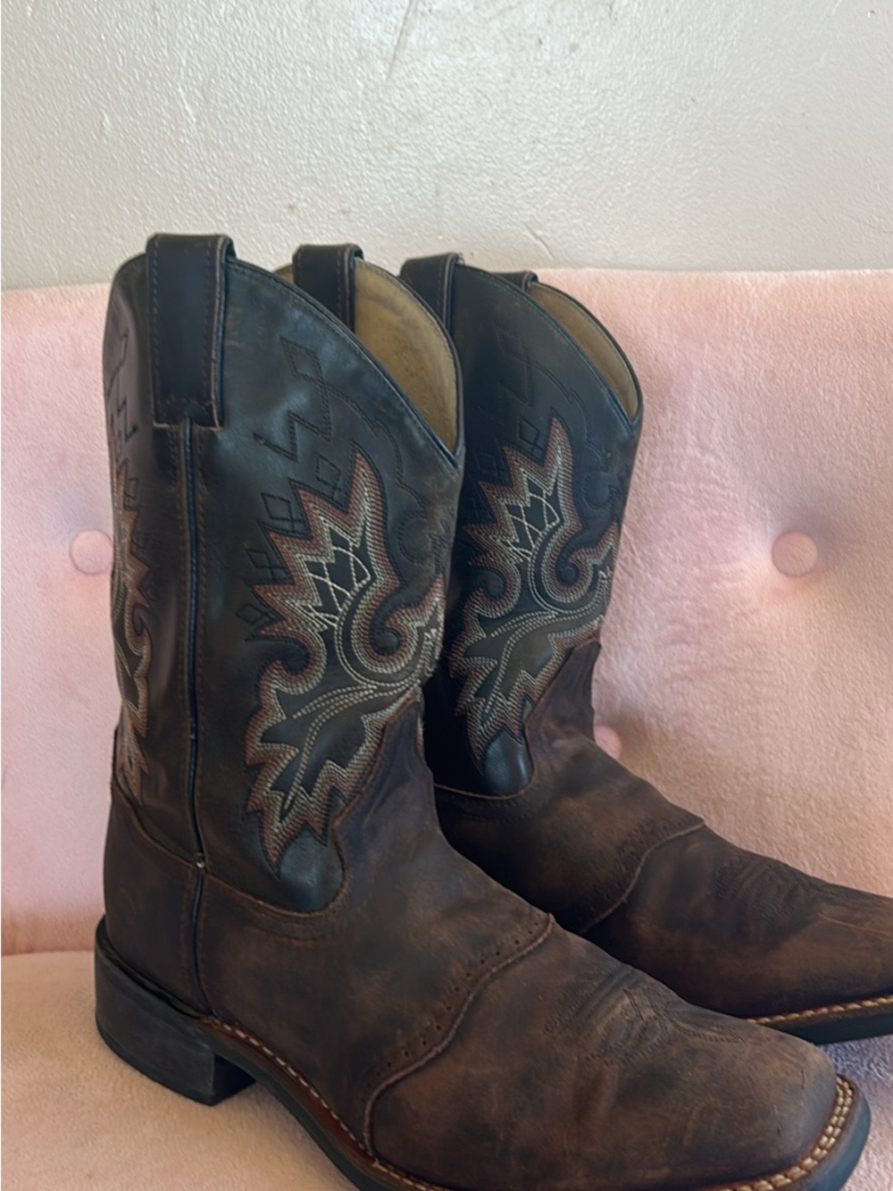 Men's Brown Leather Double H Western Cowboy Boots